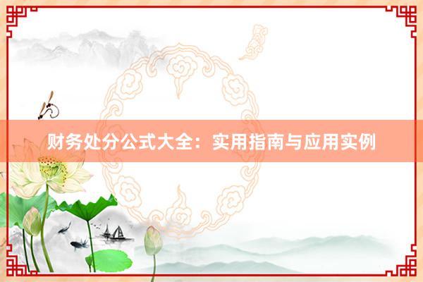 财务处分公式大全：实用指南与应用实例